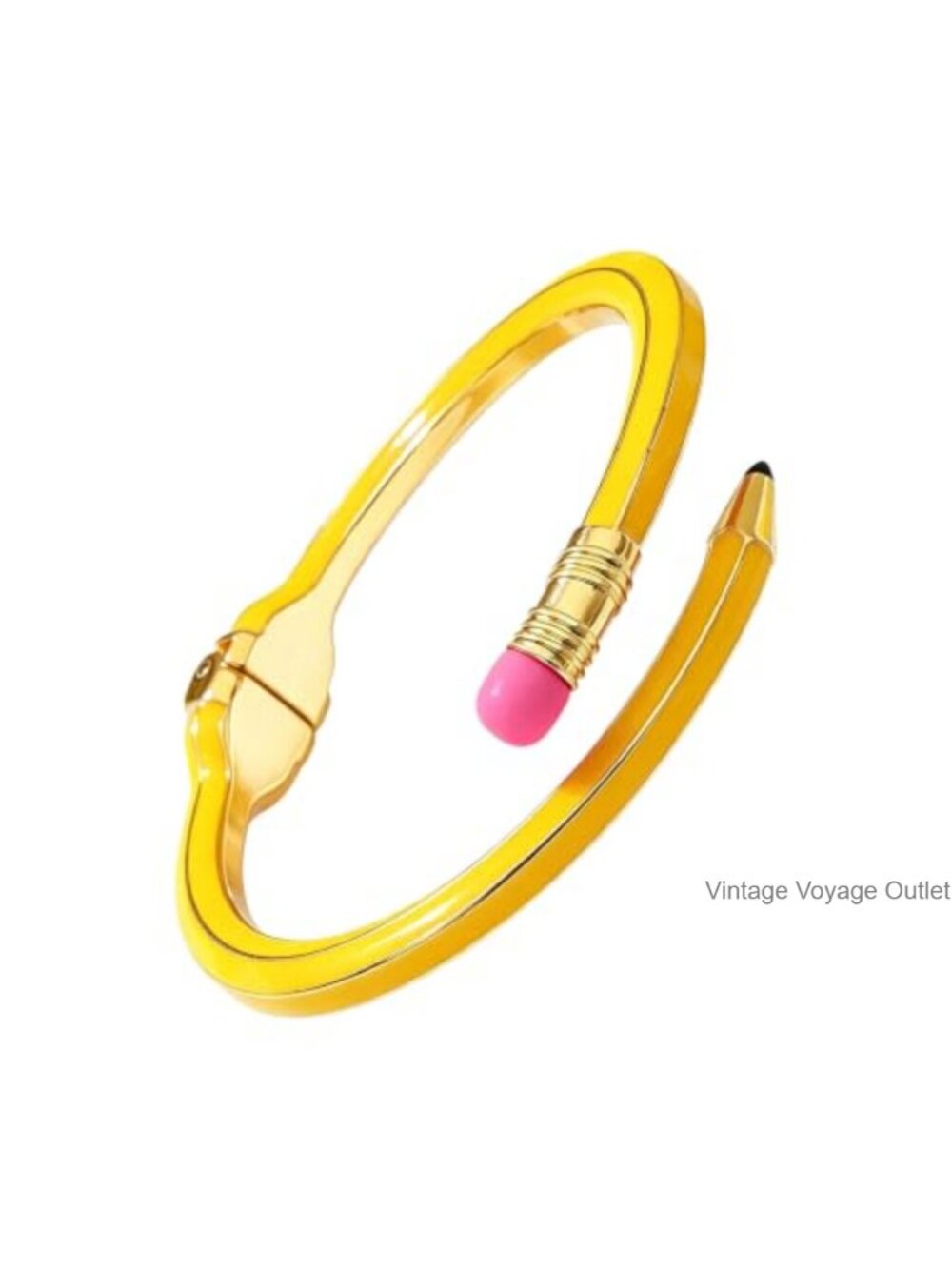Pencil Design Hinged Bangle Bracelet Teacher Enamel Jewelry Gift